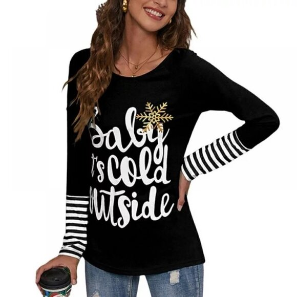 Fee ET RIT "Baby it's Cold Outside" Holiday Christmas Top NWT - Picture 2 of 5